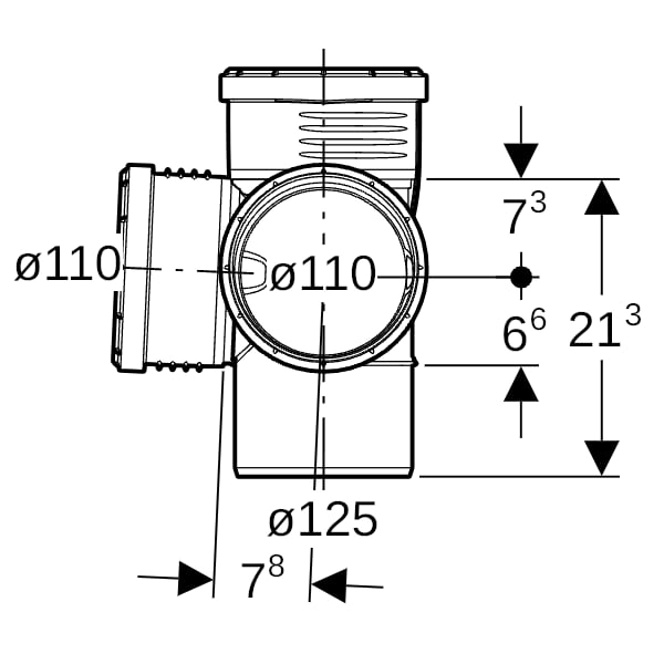 Geberit Silent-PP Eckabzweig 87,5Gr d125/110/110