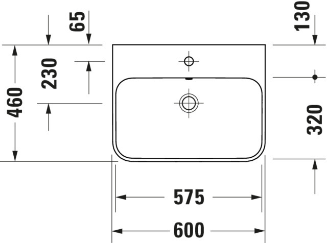 DU Aufsatzbecken Happy D.2 Plus 600mm Weiß, m.ÜL,m.HLB,o.HL,geschliffen