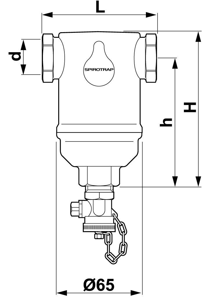 Spirotech Schlammabscheider SpiroTrap 1 1/4" IG, 10 bar, 110 Grad