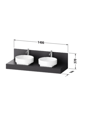 Duravit Balcoon Konsole 1400X370X550 MVS Ausschnitt 2 Beidseitig,Lava Struktur