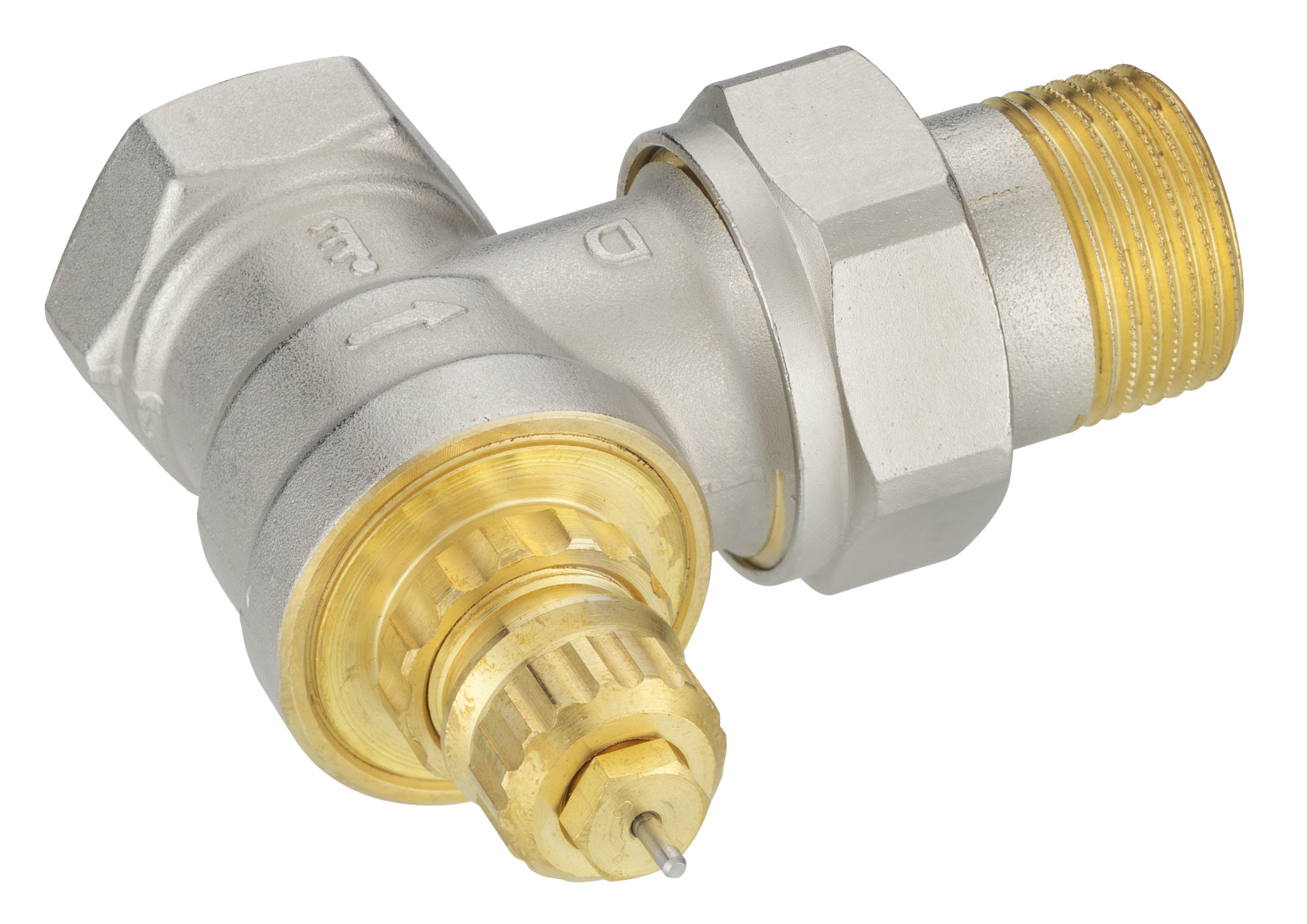 Danfoss Ventilgehäuse RA-G 20 R 3/4, Eck, matt vernickelt