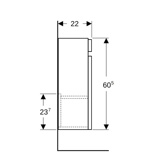 Geberit Renova Plan US für HWB, 1 Tür 31,4x60,5x22cm, Nussbaum hickory hell