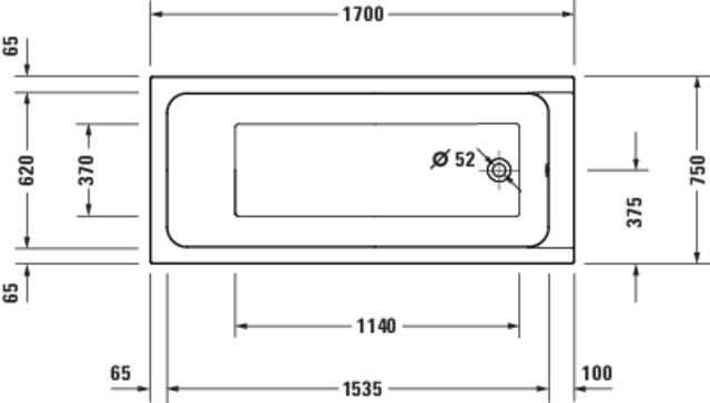 DU D-Code 2.0 BW, 1700x750mm, Einbau Weiß