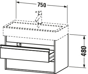 DU WTU wandhängend Ketho 440x750x480mm 2 SchKa, für 045480, weiß matt