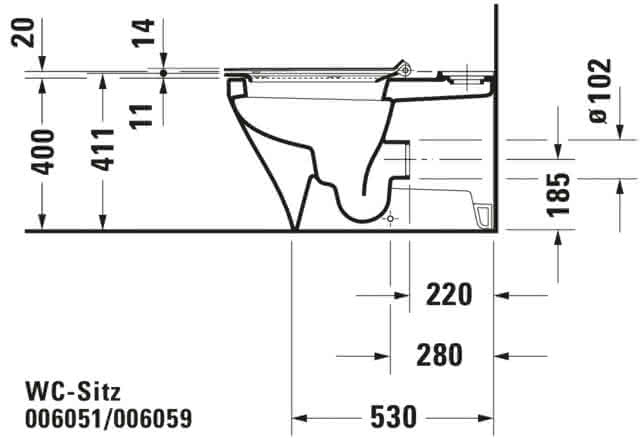 DU WC-Sitz DuraStyle ohne SoftClose Scharniere edelstahl, lang, weiß