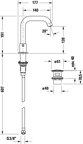 Duravit Circle 3-Loch Waschtischarmatur Kermikmischsystem, Chrom HG