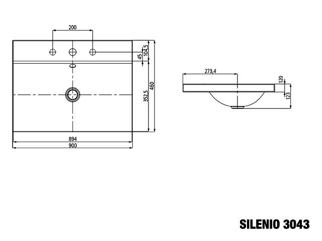 KA WB SILENIO Mod.3043,900x460mm,alpwe, PEFF,AD,m. 3HL,oÜL