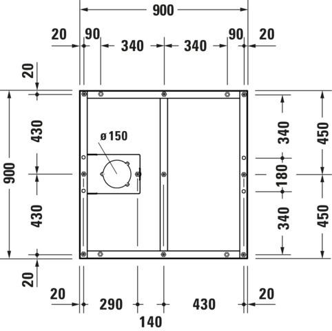 DU Fußgestell für Duschwanne Tempano 900x900mm