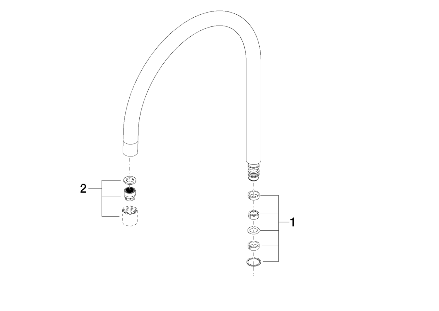 DO Auslauf ERSATZTEILE 90282222602 235 mm, 5,7 l/min. Platin gebürstet