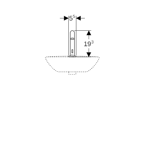Geberit Piave WT-Arm., Standmontage, Netz für UP-Funkt.Box, m.Misch., hgl.verchr.