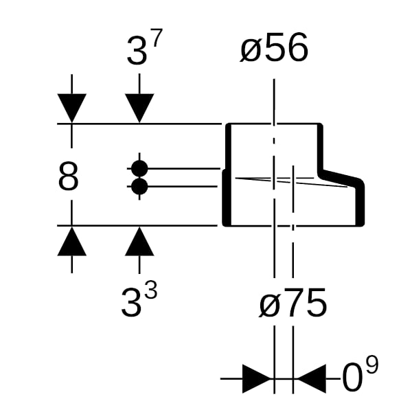 Geberit Silent-db20 Reduktion exzentrisch kurz d75/56