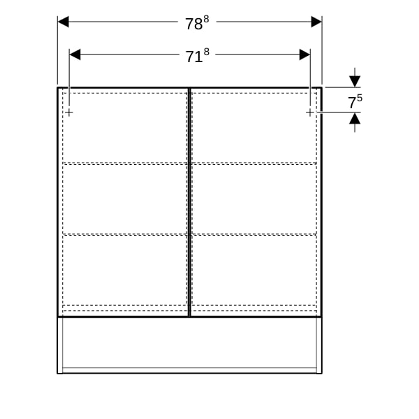 Geberit Renova Plan Spiegelschrank, 2 Türen 80x85x17,5 cm, lava