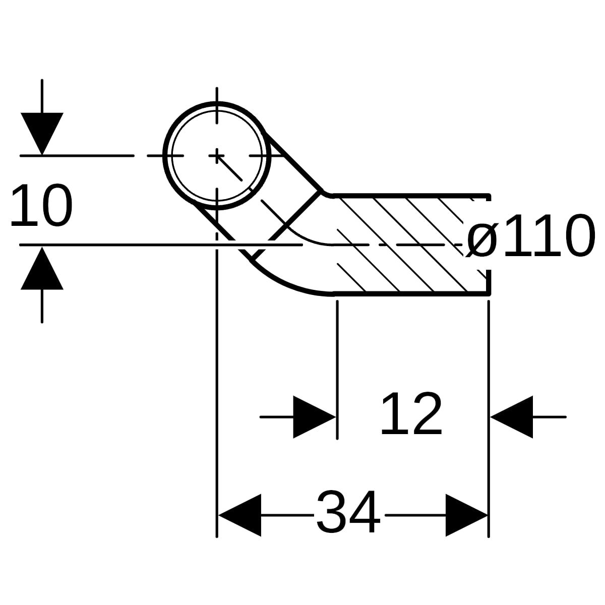 Geberit PE Doppelanschlussbogen 90Gr gekröpft d110/90
