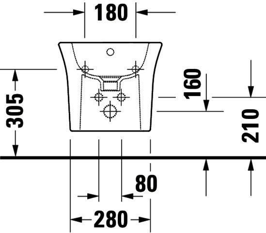 DU Wandbidet White Tulip, 540mm, Weiß mit ÜL, mit HLB, 1 HL