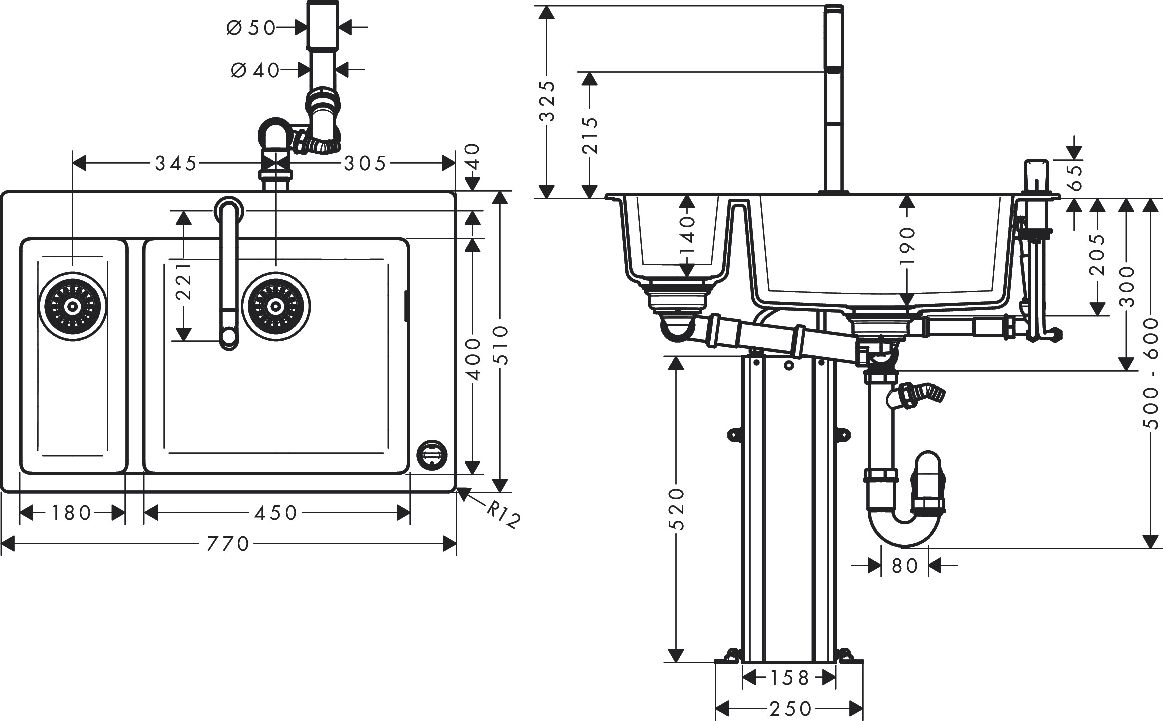 Hansgrohe Select 200 Spülencombi 635 chrom  C51-F635-09