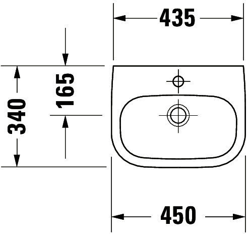 DU Handwaschbecken D-Code Med 450 mm ohne ÜL, mit HLB, ohne HL, weiß