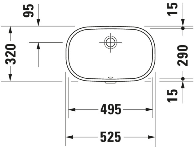 DU Einbauwaschtisch D-Code 495 mm EB v.unten, mit ÜL, ohne HLB, weiß