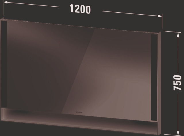 Duravit Qatego Spiegel,mit Beleuchtung,Wdhg, Wandmontage 1200x65x750mm,Weiß Matt