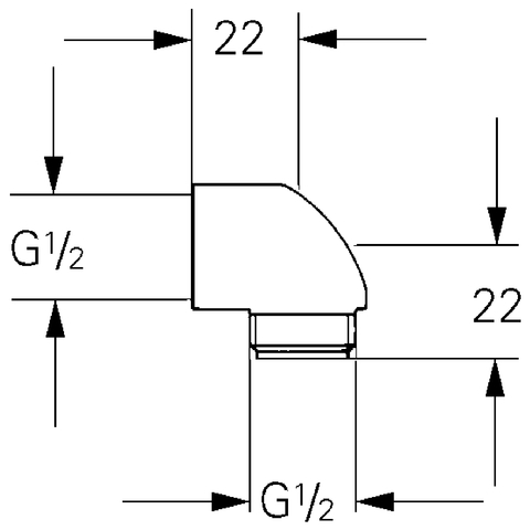 GROHE Brauseabgangswinkel 45304 1/2" für Wannenbatterie chrom