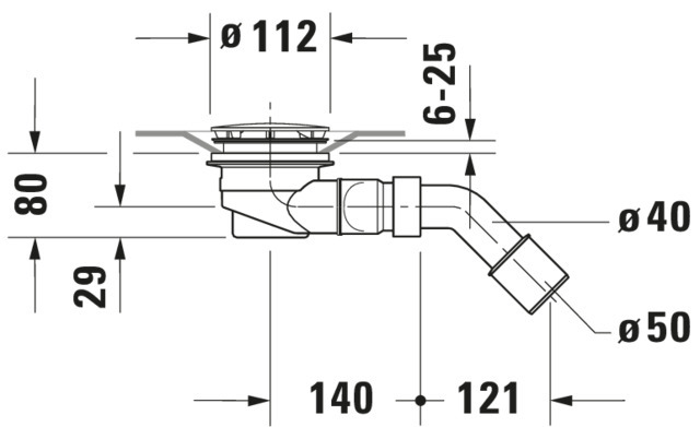 DU Duschwannenablauf D-Code chrom Durchm.90mm, Ablauf waagrecht