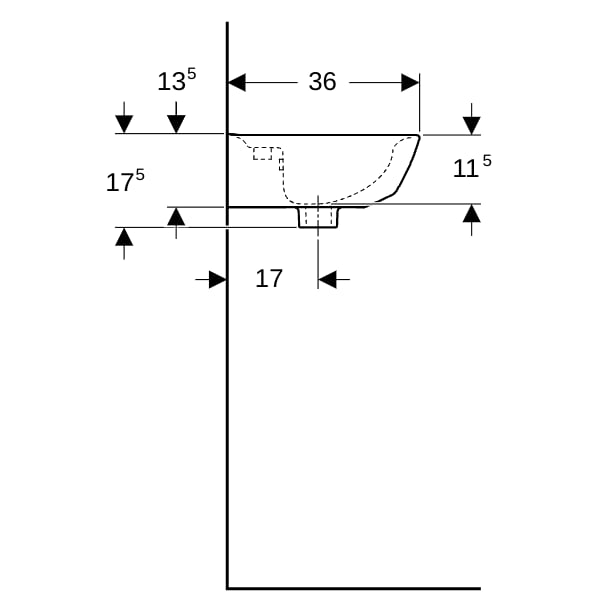Geberit Renova Handwaschbecken, 45x36cm m. Hl., m. Ül., weiß