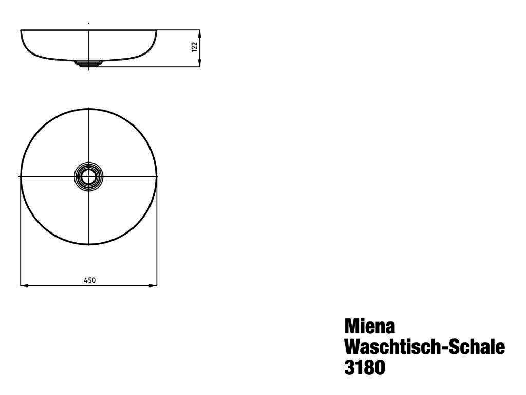 KA WB MIENA WASCHTISCH-SCHALE Mod.3180,d :450mm,alpinweiß matt,Perl-Effekt,oÜL