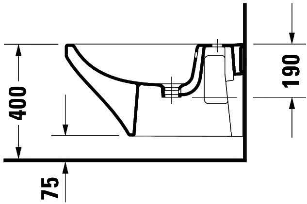 DU Wand-Bidet DuraStyle 620 mm m.ÜL, m.HLB, 1 HL, Durafix, weiß