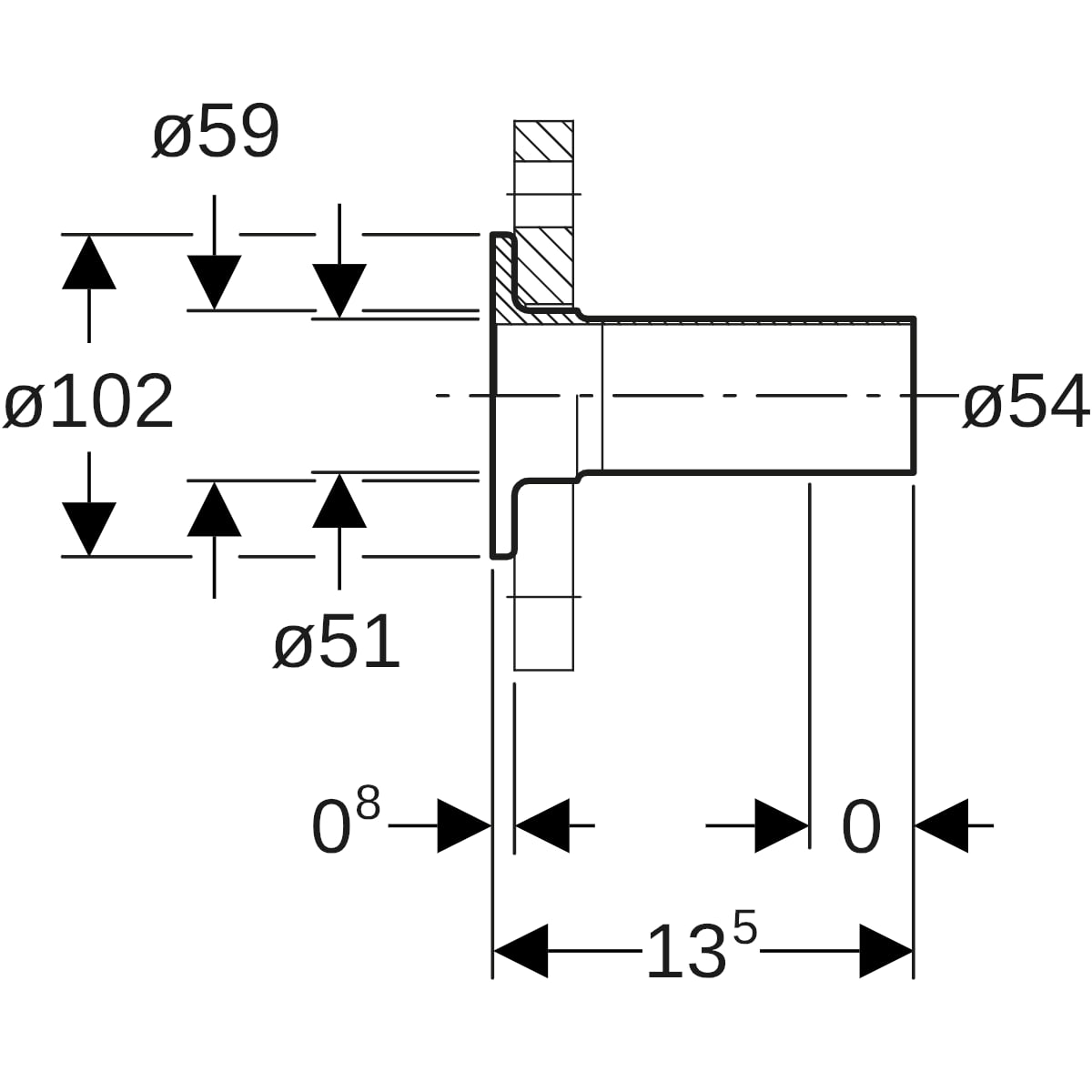 Geberit Mapress Edelstahl Bund mit Einschubende zu Losflansch d54 PN10/16