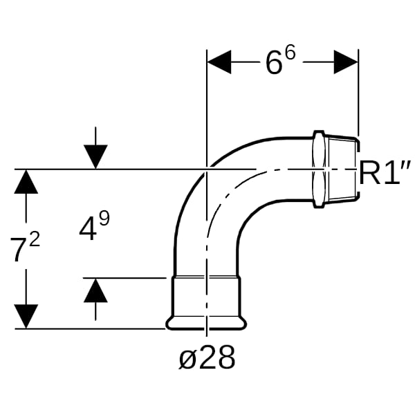 Geberit Mapress C-Stahl Übergangsbogen 90Gr mit AG d28-R1 verzinkt