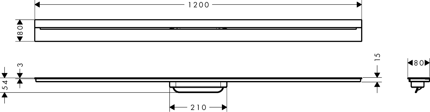 Hansgrohe Fertigset Duschrinne AXOR Drain 1200mm zur Wandmontage chrom