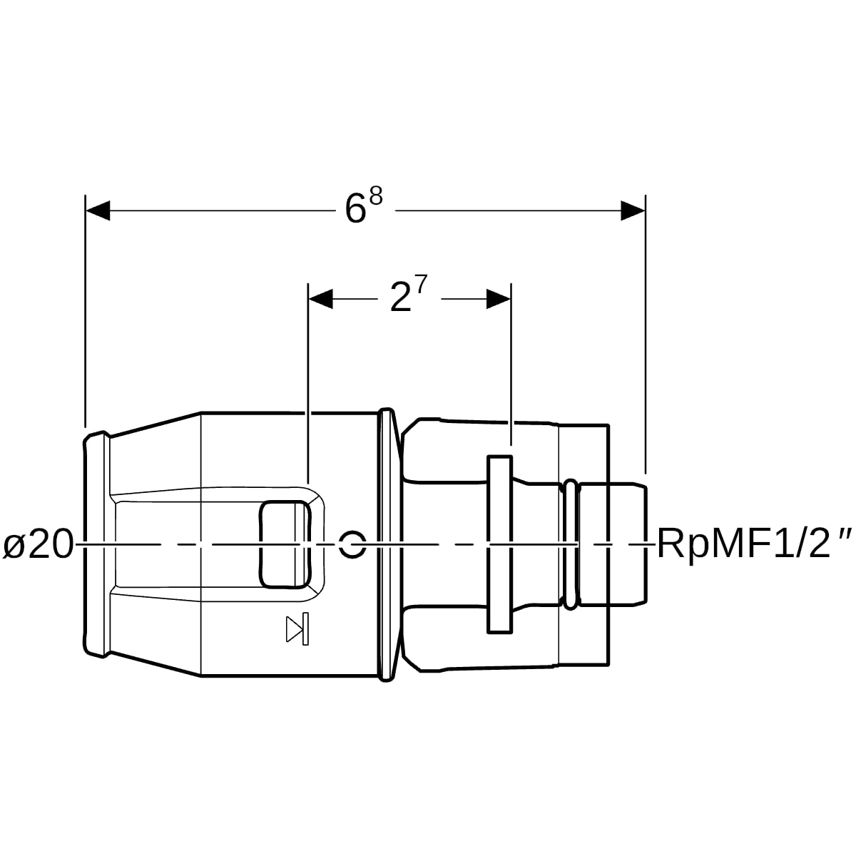 Geberit PushFit Übergang mit MasterFix PVDF d20-MF20