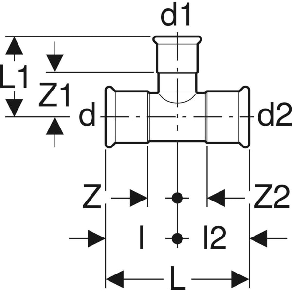 Geberit Mapress Kupfer T-Stück reduziert (Gas) d42-35-42