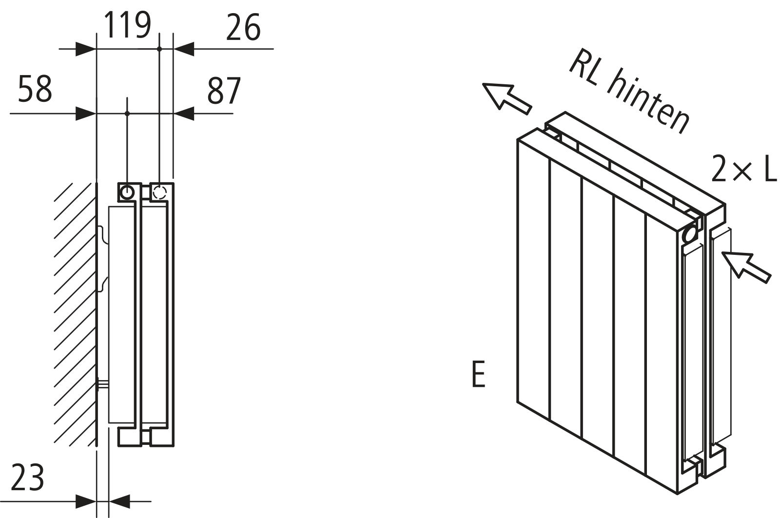 Kermi Heizwand HVN Typ22 BH1800x122x630 QN2440, RAL9016, 6 bar, ANB12