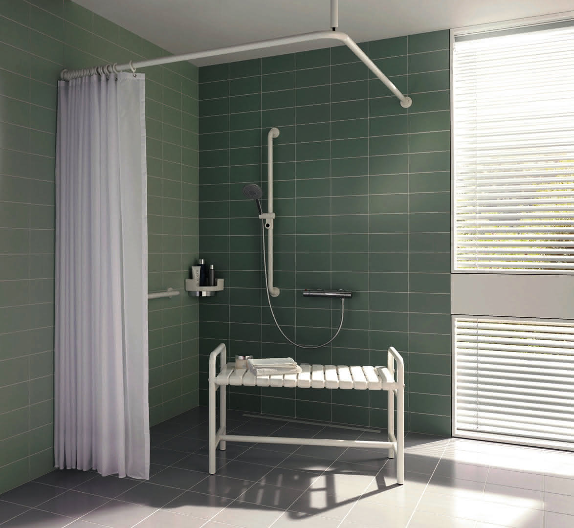 HEWI Eckablage Wandmontage, Halter chrom reinweiß