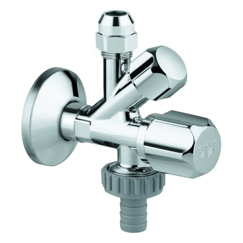 GROHE Kombi-Eckventil 22033 Wandrosette 3/8x3/8x3/4'' Schlauchanschluss chrom