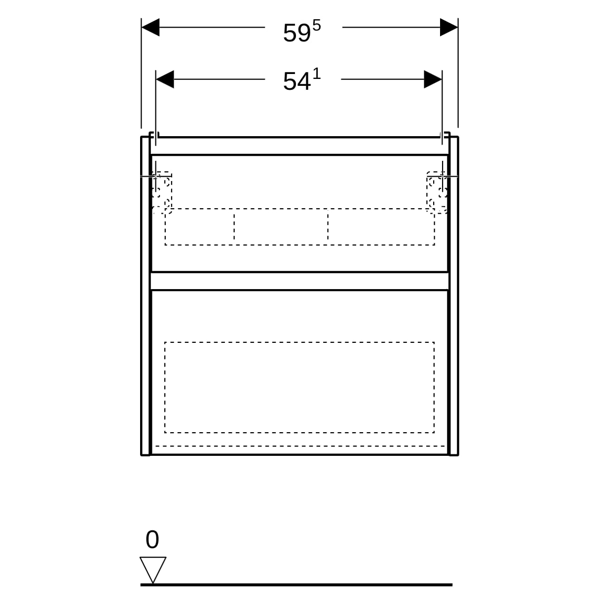 Geberit Renova Plan US f. WT, m. 2 Schubladen 59,5x60,6x44,6cm, lava/l. seidenmatt