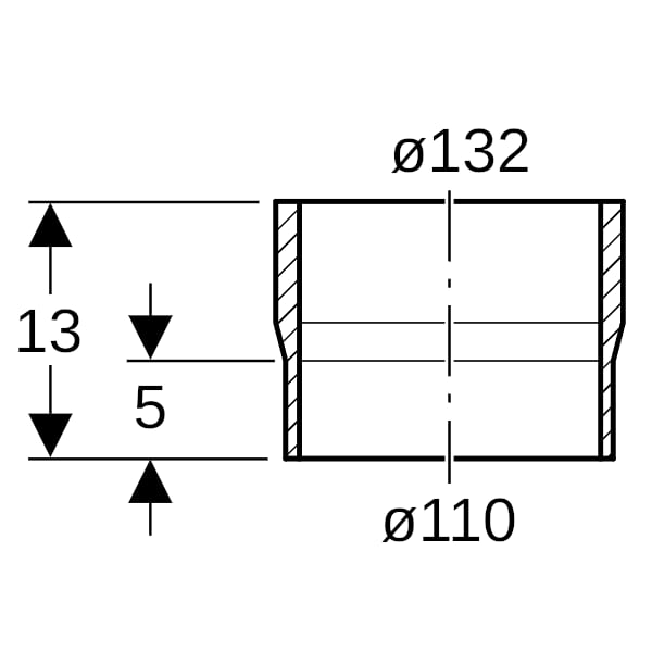 Geberit PE Übergangsstutzen d110/132