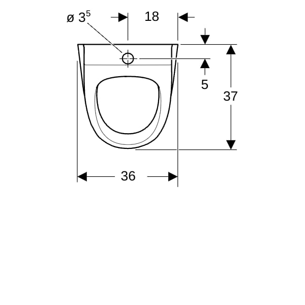 Geberit Renova Urinal, Zulauf von oben Abgang nach hinten oder unten, weiß Tect