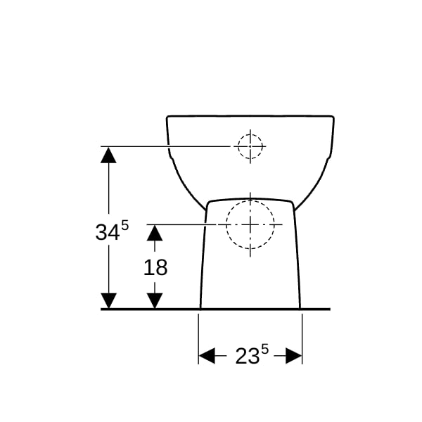 Geberit Renova Stand-WC Flachspüler Abg. horiz., teilgeschl. Form, weiß Tect