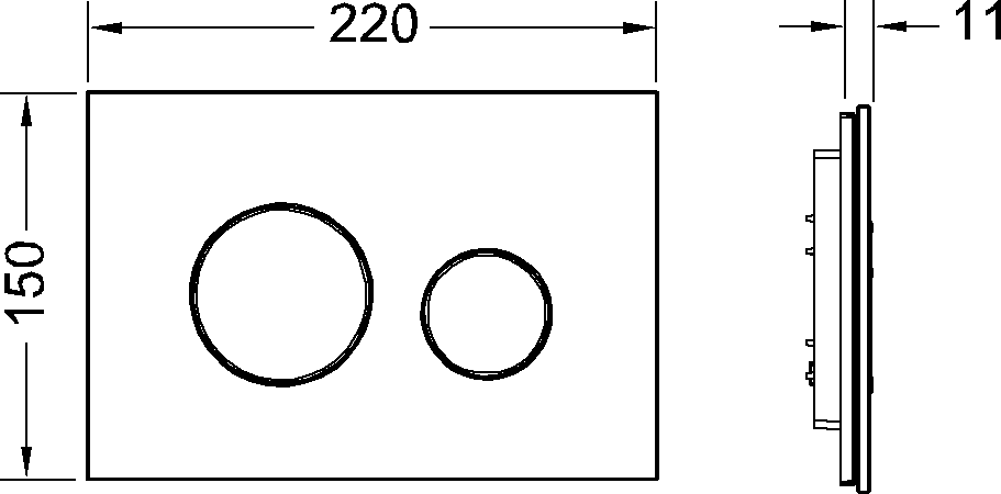 TECEloop WC-Betätigungsplatte Zweimengen Glas schwarz glzd. Tasten Chrom matt