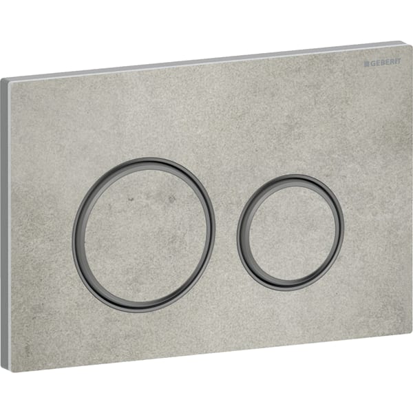Geberit Sigma50 BetPl., rund, 2-Mengen-Sp. schwarzchrom gebü, Etc/Betonoptik/schwch