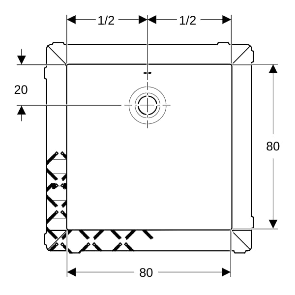 Geberit Olona Duschwanne 80 x 80 cm quadratisch, mit Dichtvlies, weiß matt