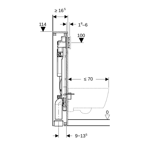 Geberit GIS Element f. WWC, 114 cm, mit Sigma UP-SPK 12cm u. Power & Connect Box