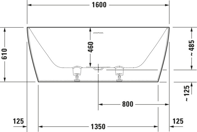 Duravit DuraSquare BW 1600x750,Freis.,Naht.VK Rückens.2 L/R, inkl.FG/Ab-Üb.G.,Weiß M.