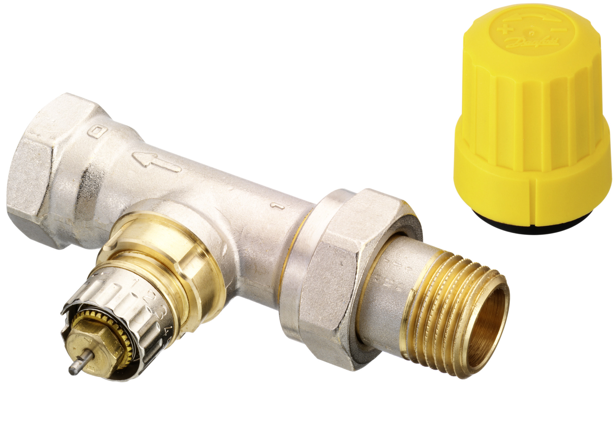 Danfoss Ventilgehäuse RA-UR 15 R 1/2, Durchgang, matt vernickelt