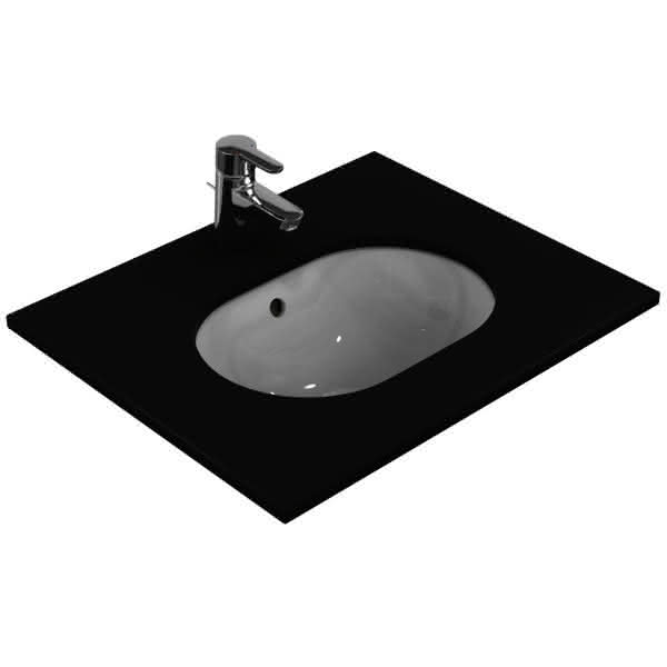IS Unterbauwaschtisch Connect, oval, o.Hl., m.Ül., 480x350x175mm, Weiß