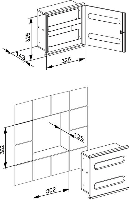 KEUCO Modul WT 2 Plan Integral 44985, verchromt/Aluminium, links angeschlagen