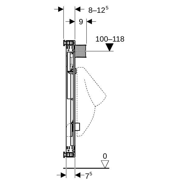 Geberit Kombifix Element für Urinal 109-127cm Universal