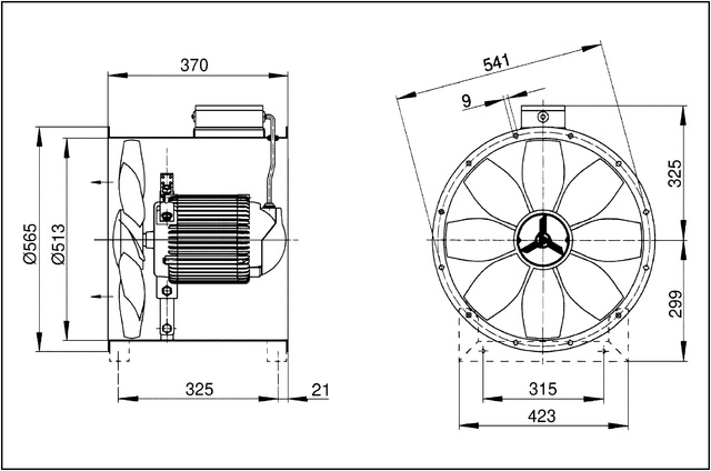 Maico Axial-Rohrventilator DZR 50/4 B Ex t Drehstrom, ex-geschützt, 8.190 m3/h