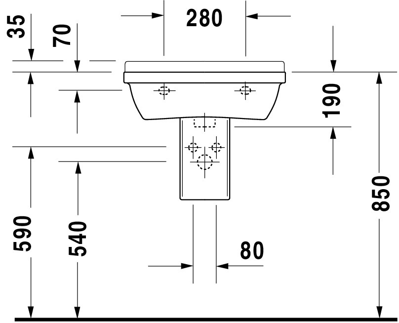 DU Waschtisch Starck 3 550 mm mit ÜL, mit HLB, 1 HL, weiß WonderGliss